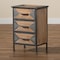 Baxton Studio Laurel Rustic Antique Grey Metal and Whitewashed Oak Brown Finished Wood 3-Drawer Nightstand 182-11736-Zoro - alternate 6